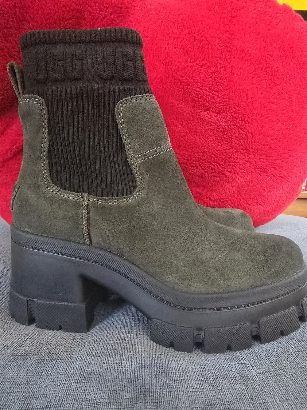 Chunky Platform Chelsea Bootie in Olive Green - Women
